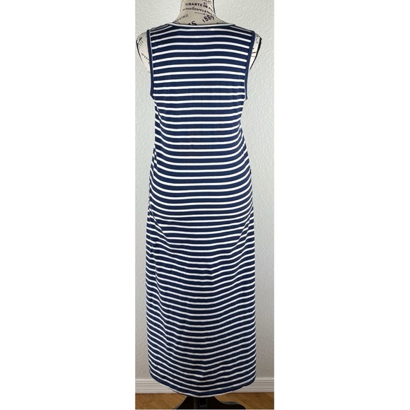 Toad & Co Blue Striped Sleeveless Organic Cotton Blend Midi Dress, size Medium - Picture 5 of 9